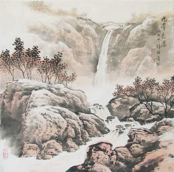 山水画10-龙潭飞瀑